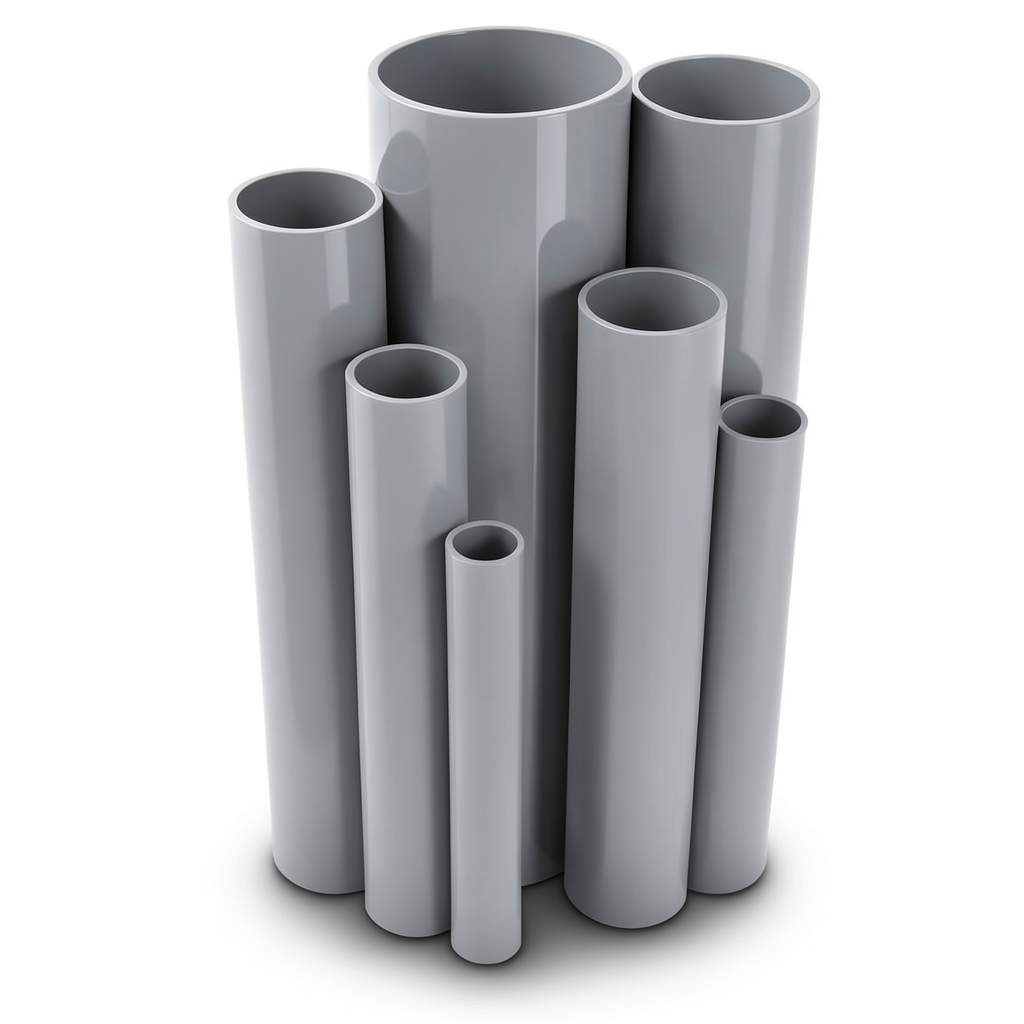 مواسير UPVC ضغط 13.8 بار مقاس ½ 1 إنش سمك 2.29 مم لون رمادي