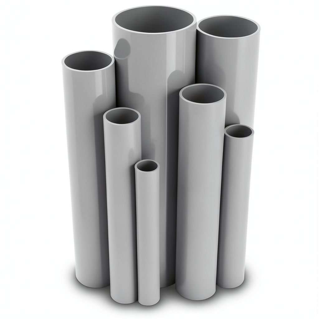 مواسير UPVC ضغط اسمي 8.6 بار مقاس 2 إنش سمك 1.85 مم لون رمادي