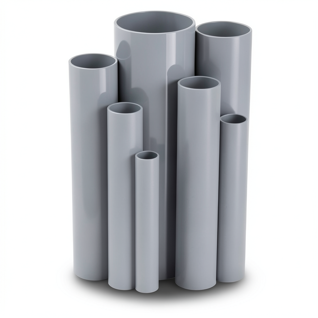 مواسير UPVC مقاس 1 إنش سمك 1.96 مم ضغط 17.2 بار لون رمادي