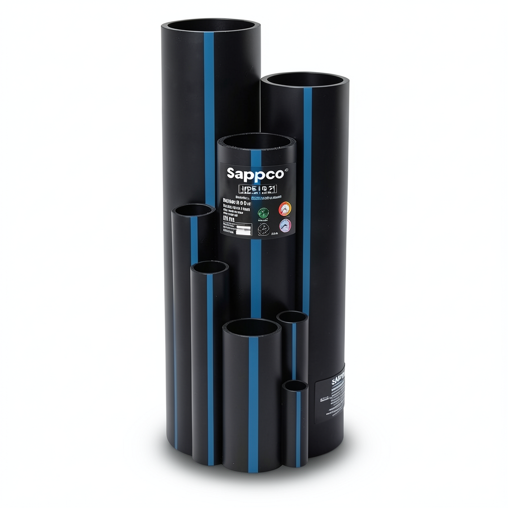 Sappco HDPE Pipe DR 21 PN 6.9 Bar Size 160 mm Thickness 7.6 mm Black | SAPPCO