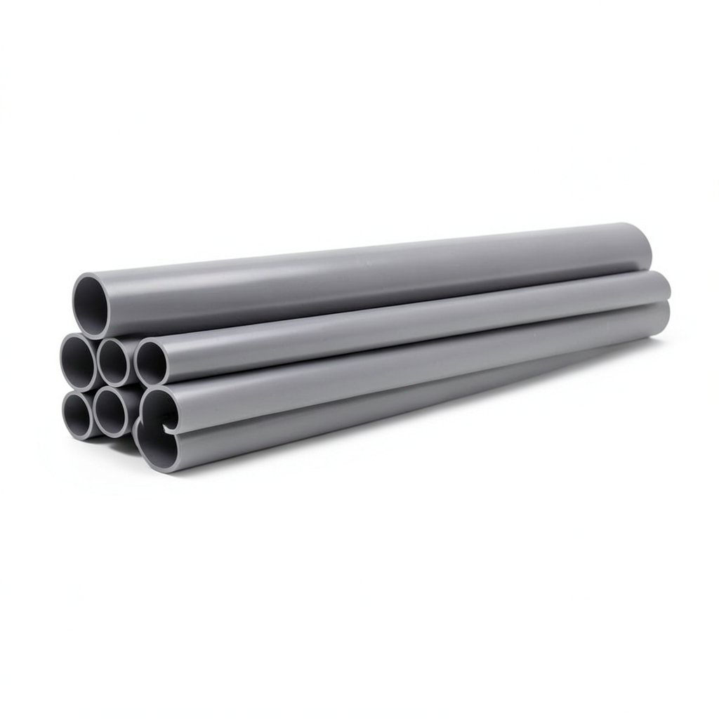 مواسير UPVC مقاس 2 إنش سمك 2.87 مم ضغط 13.8 بار لون رمادي