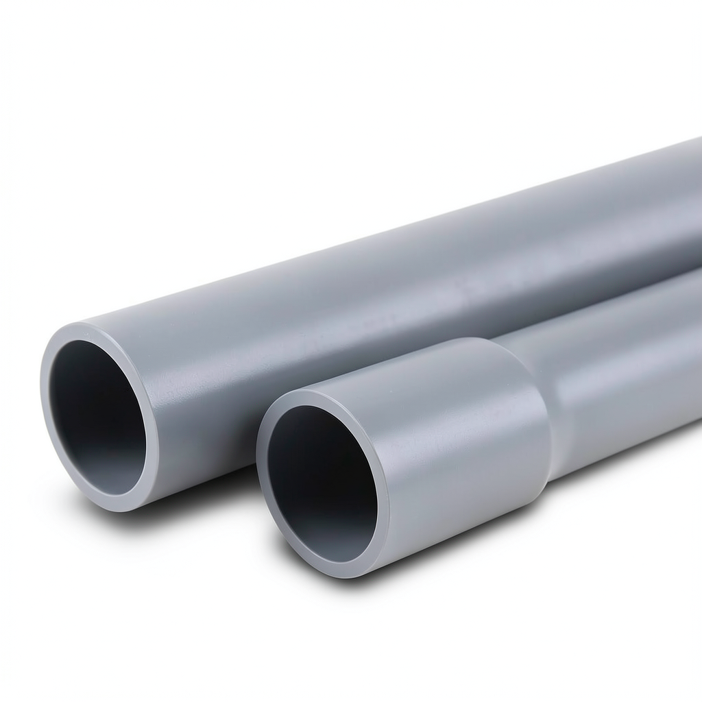 مواسير UPVC ضغط 13.8 بار مقاس 4 إنش سمك 5.4 مم لون رمادي