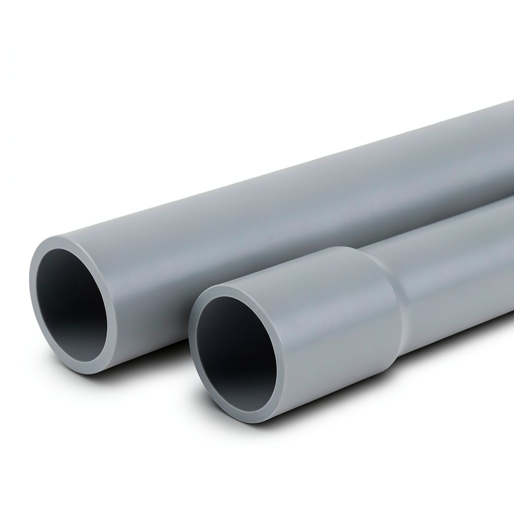 مواسير UPVC ضغط 17.2 بار مقاس 6 إنش سمك 9.9 مم لون رمادي