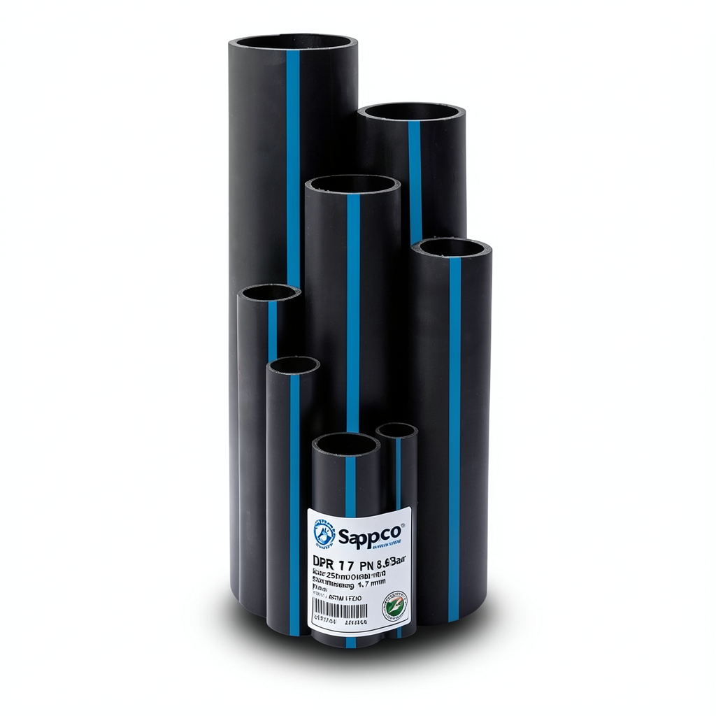 Sappco HDPE Pipe DR 17 PN 8.6 Bar Size 250 mm Thickness 14.7 mm Black | SAPPCO