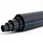 HDPE Polyethylene Pipe  PN 5 Bar [PE 80] Outside Diameter 630 mm  SDR 26  Color Black with Blue Stripes | Almona Factory