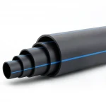 مواسير HDPE ضغط  6 بار [PE 100] قطر خارجي 200 مم  SDR 26  لون اسود مع خط ازرق | مصنع المنى