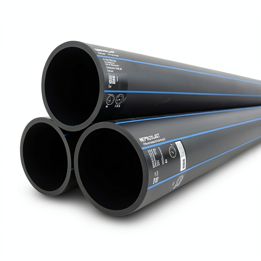 مواسير HDPE PE 100 ضغط 16 بار قطر خارجي 200 مم سمك 18.2 مم لون أسود | نيبروبلاست