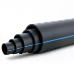 HDPE Polyethylene Pipe  PN 3.2 Bar [PE 80] OD 450 mm  SDR 41  Color Black with Blue Stripes | Almona Factory