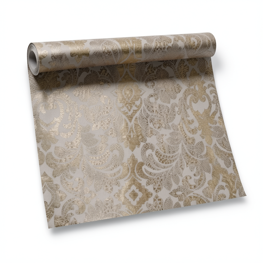 Italian Wallpaper Dark Beige Color Classic Design, Size 10mx0.70m, Model RC18042