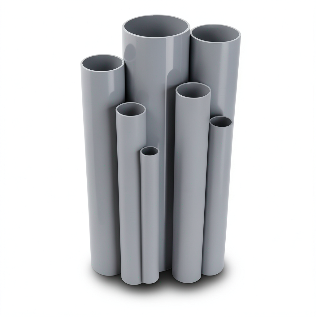 مواسير UPVC مقاس 2 إنش سمك 2.87 مم ضغط 13.8 بار لون رمادي
