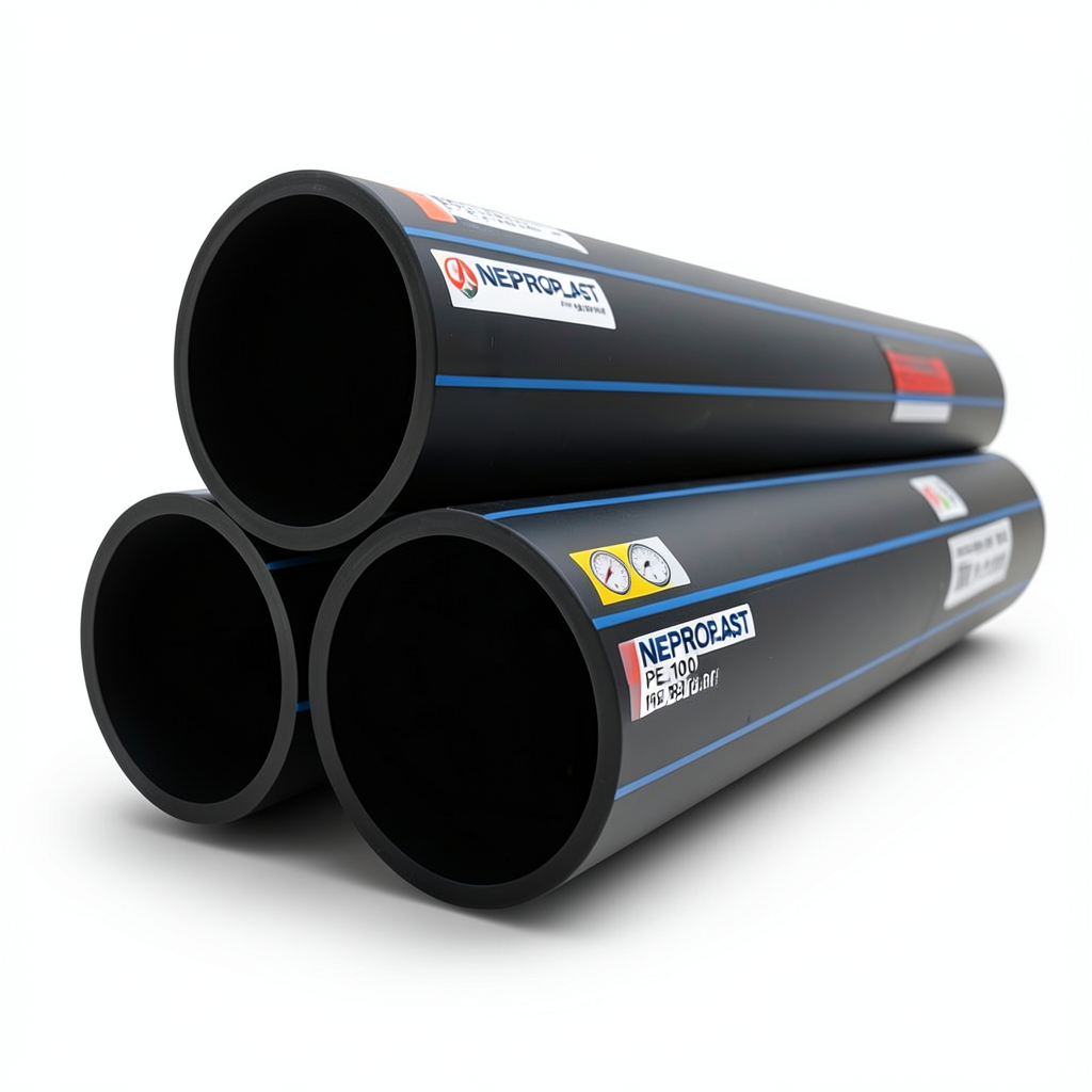 HDPE Pipes PE 100 Pressure 16 Bar Diameter 450 mm Thickness 40.9 mm Black | NEPROPLAST