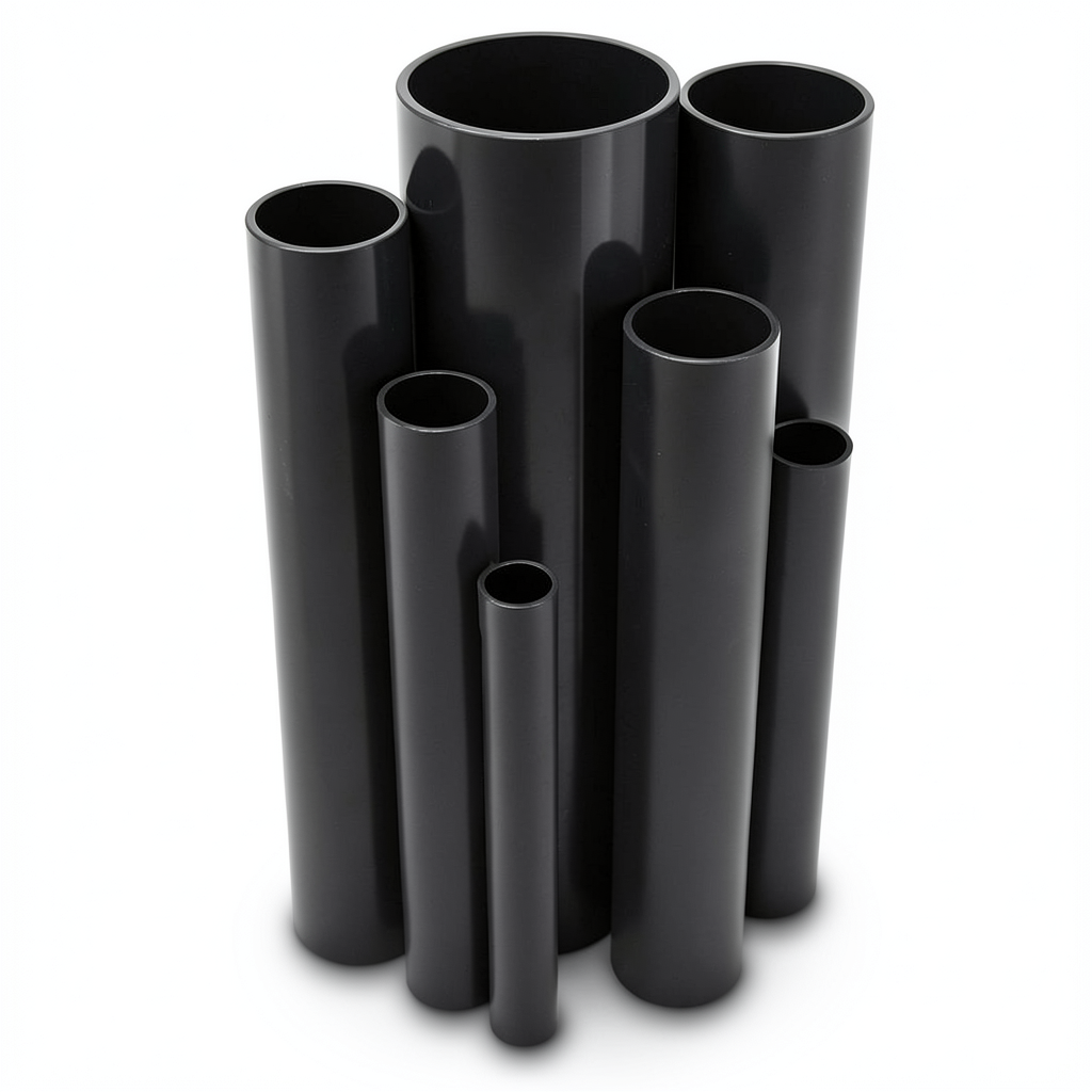 مواسير UPVC مقاس 2 إنش سمك 2.87 مم ضغط 13.8 بار لون اسود