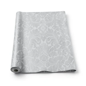 Italian Wallpaper Gray Color Classic Design, Size 10m x 0.70m