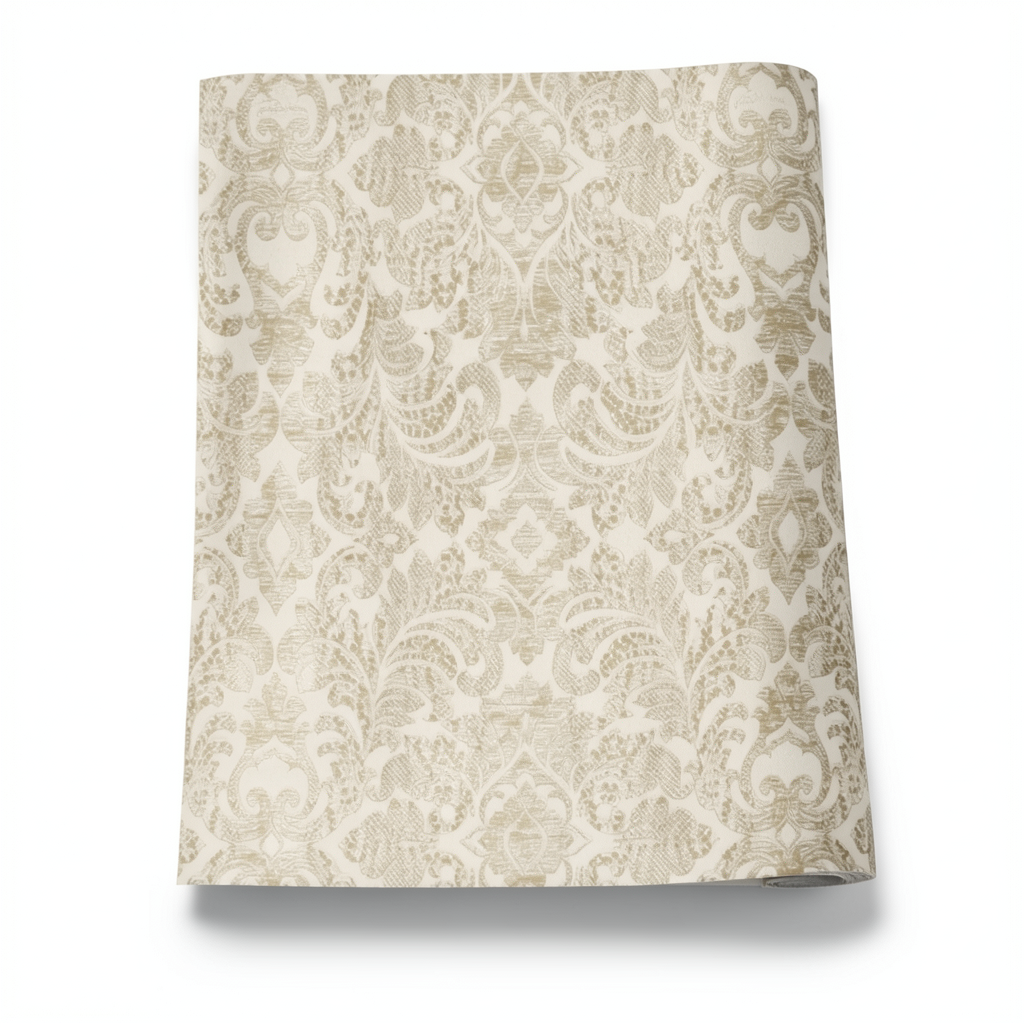 Italian Wallpaper Beige Color Classic Design, Size 10mx0.70m, Model RC18040