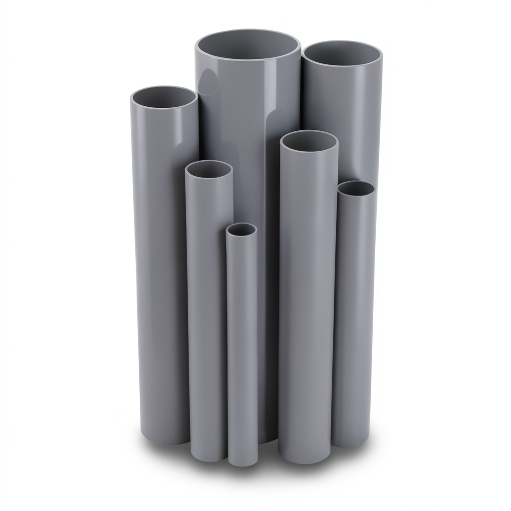مواسير UPVC ضغط اسمي 11 بار مقاس 3 إنش سمك 3.43 مم لون رمادي