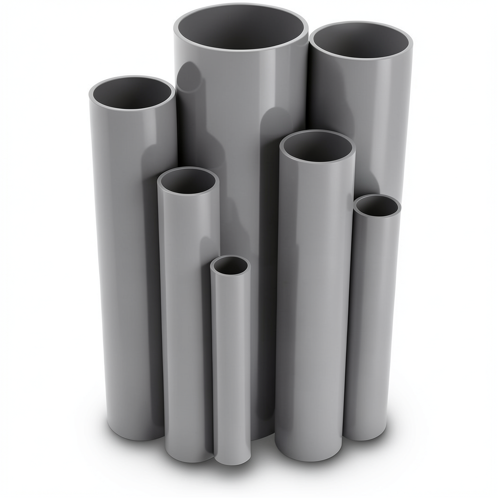 مواسير UPVC مقاس 3 إنش سمك 6.58 مم ضغط 21.7 بار لون رمادي