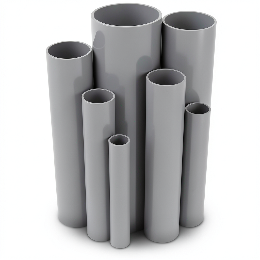 مواسير UPVC مقاس 4 إنش سمك 2.8 مم ضغط 6.9 بار لون رمادي