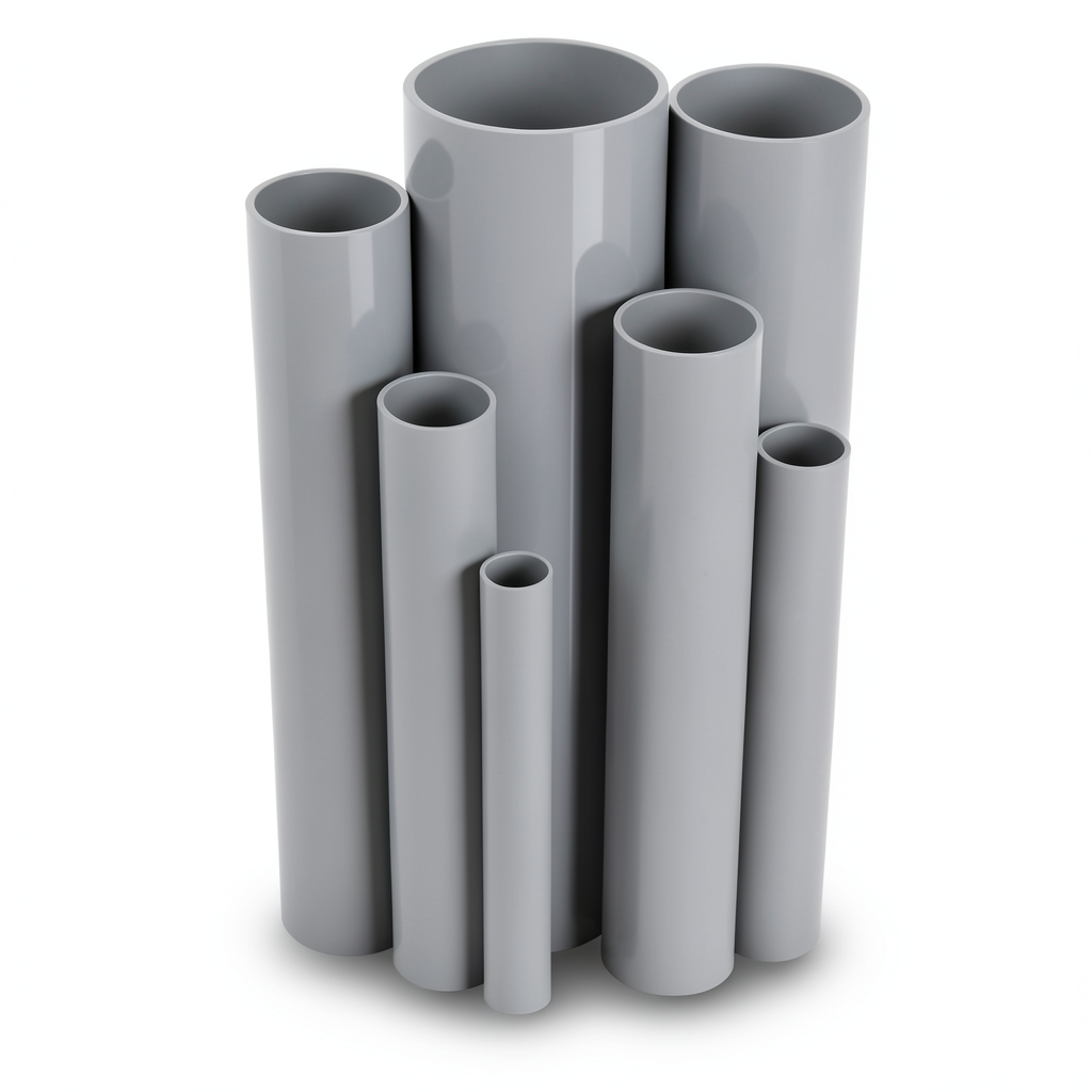 مواسير UPVC ضغط 8.6 بار مقاس 4 إنش سمك 3.51 مم لون رمادي
