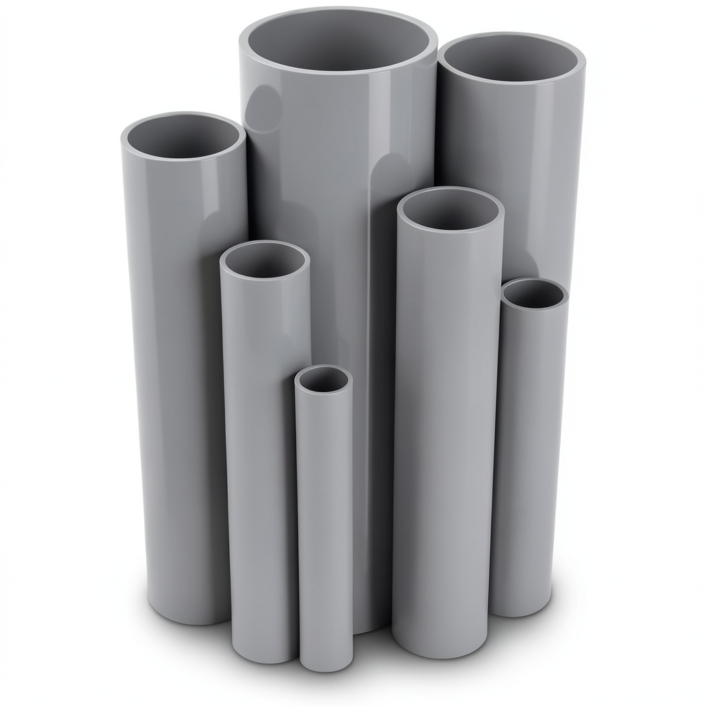 مواسير UPVC مقاس 3 إنش سمك 5.23 مم ضغط 17.2 بار لون رمادي