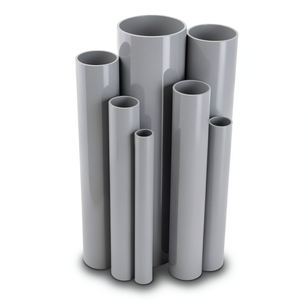 مواسير UPVC مقاس 3 إنش سمك 6.58 مم ضغط 21.7 بار لون رمادي