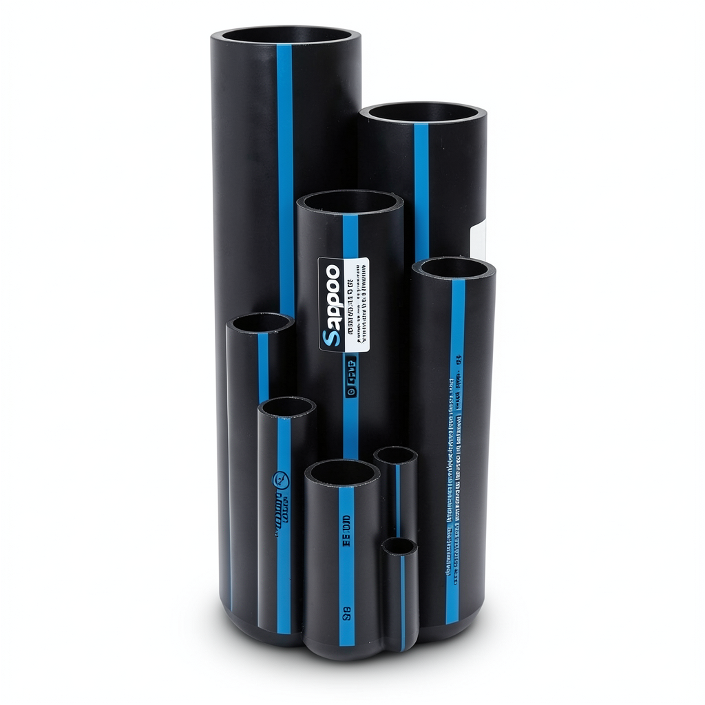 مواسير HDPE Sappco PE 100 قطر خارجي 200 مم سمك 7.7 مم لون أسود | سابكو