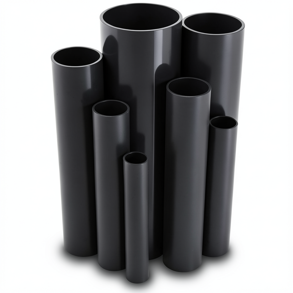 مواسير UPVC مقاس 4 إنش سمك 3.51 مم ضغط اسمي 8.6 بار لون اسود