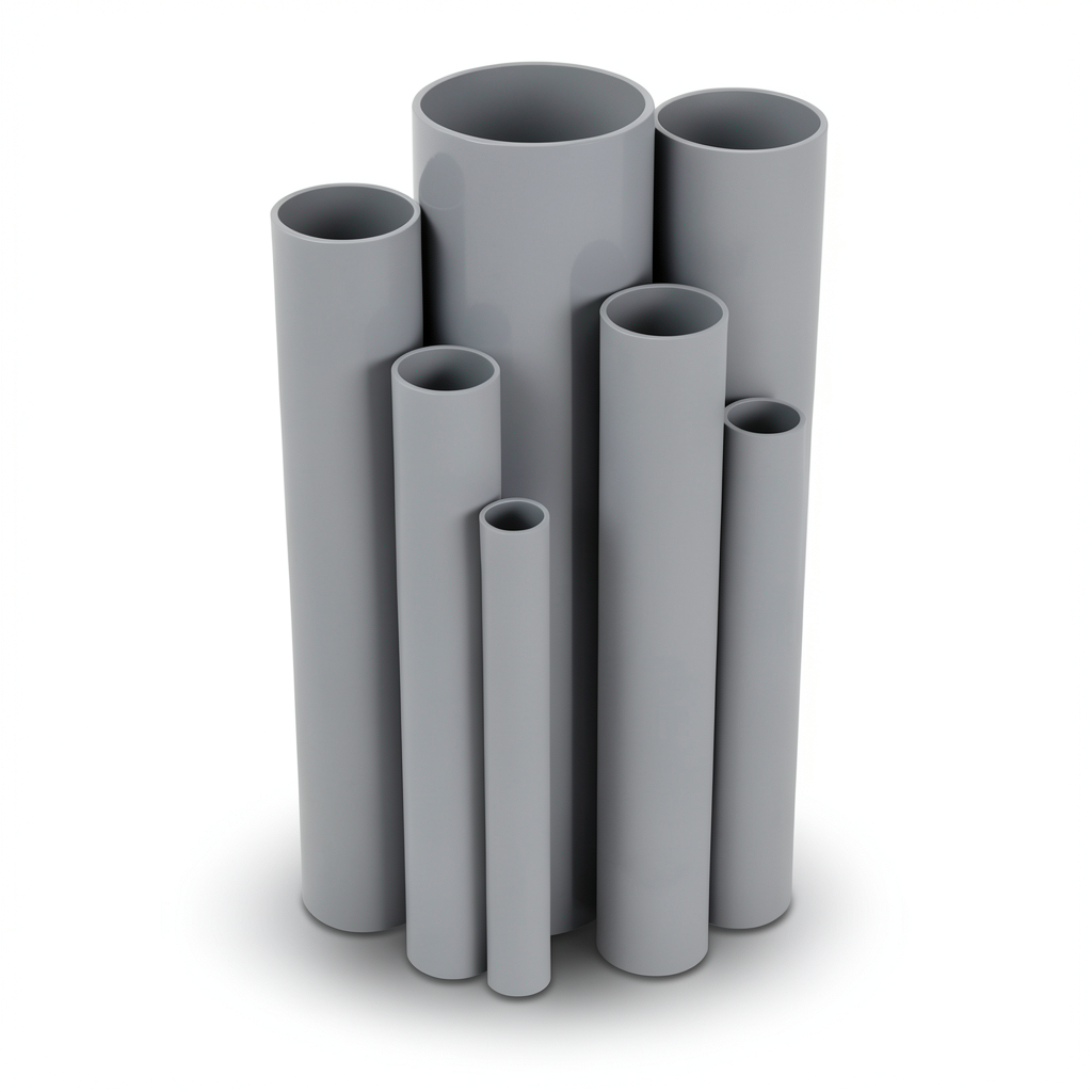 مواسير UPVC مقاس 4 إنش سمك 4.39 مم ضغط 11 بار لون رمادي