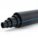 HDPE Plastic Pipe  Pressure 6 Bar [PE 100] Size (OD) 315 mm  SDR 26  Color Black with Blue Stripes | Almona Factory