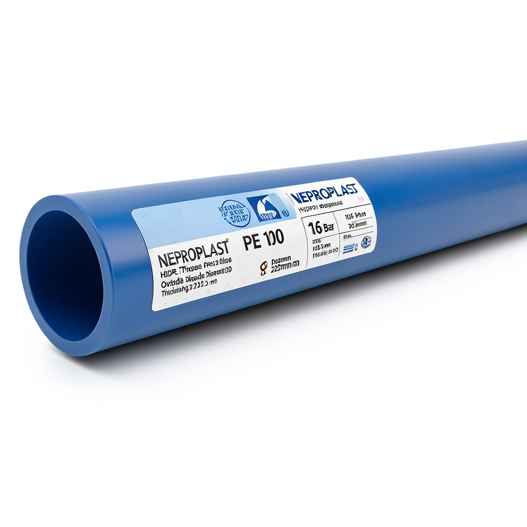 مواسير HDPE PE 100 ضغط 16 بار قطر خارجي 225 مم سمك 20.5 مم أزرق | نيبروبلاست