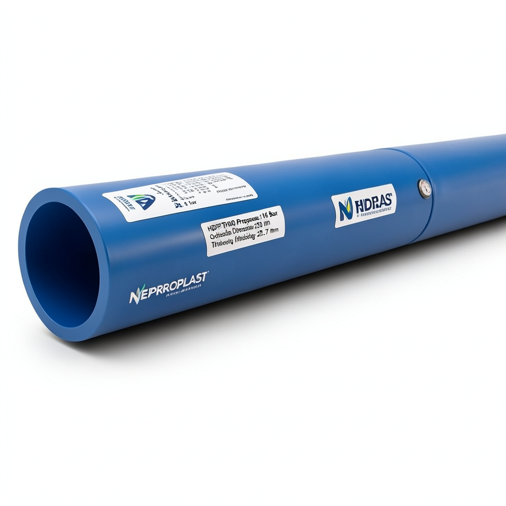 مواسير HDPE PE 100 ضغط 16 بار قطر خارجي 250 مم سمك 22.7 مم أزرق | نيبروبلاست