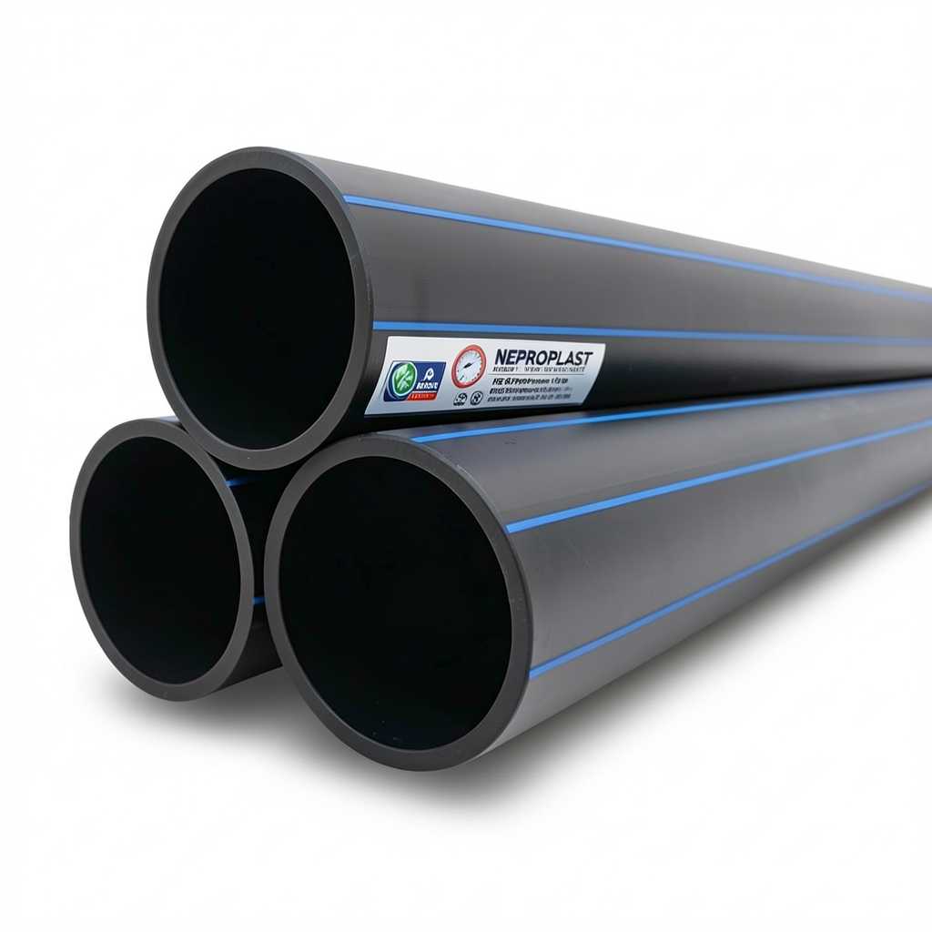 مواسير HDPE نيبروبلاست PE 100 ضغط 16 بار قطر خارجي 560 مم سمك 50.8 مم لون أسود | نيبروبلاست
