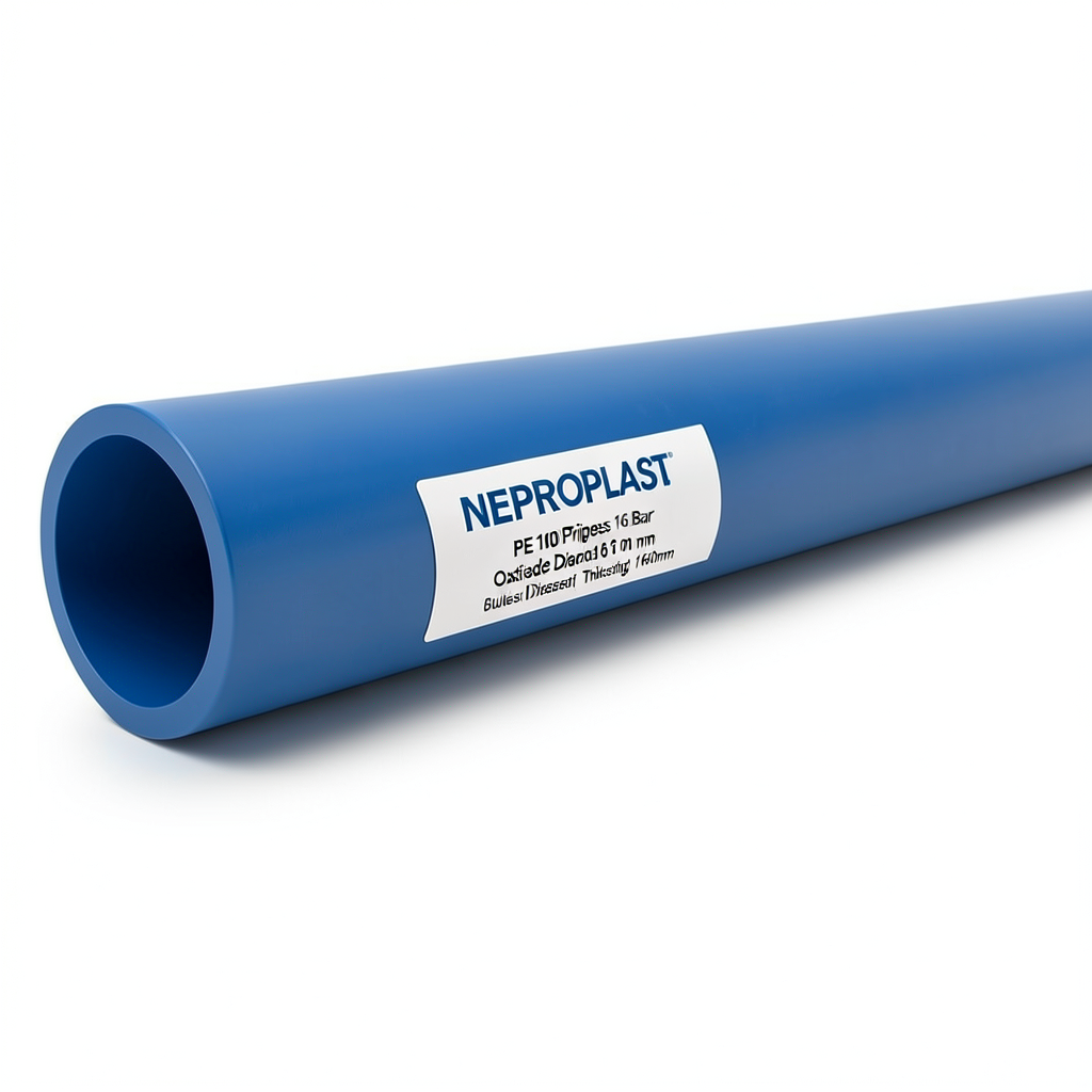 مواسير HDPE PE 100 ضغط 16 بار قطر خارجي 160 مم سمك 14.6 مم لون أزرق | نيبروبلاست