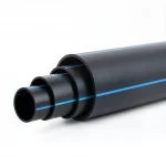 HDPE Plastic Pipe  PN 4 Bar [PE 100] Outside Diameter 400 mm  SDR 41  Color Black with Blue Stripes | Almona Factory