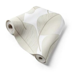 Leaf-patterned Wallpaper 10m x 0.53m Beige, Model 73244