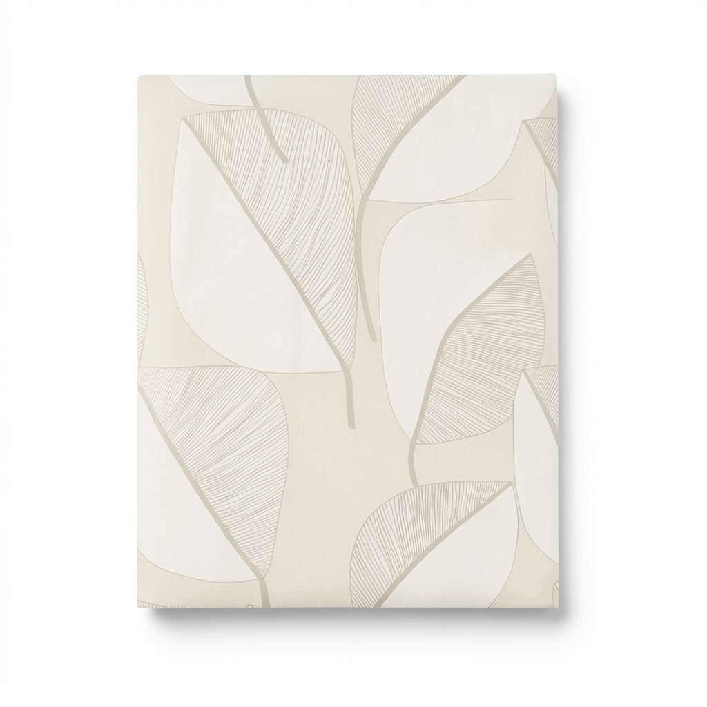 Italian Wallpaper Leaf-Patterned Design 10m x 0.53m, Light Beige