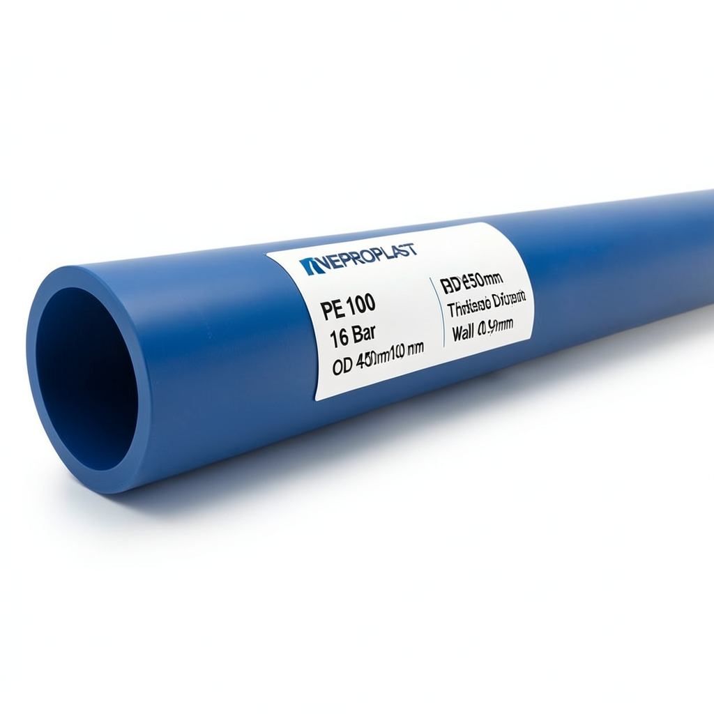 HDPE Pipes PE 100 Pressure 16 Bar Outside Diameter 450 mm Thickness 40.9 mm Blue | NEPROPLAST