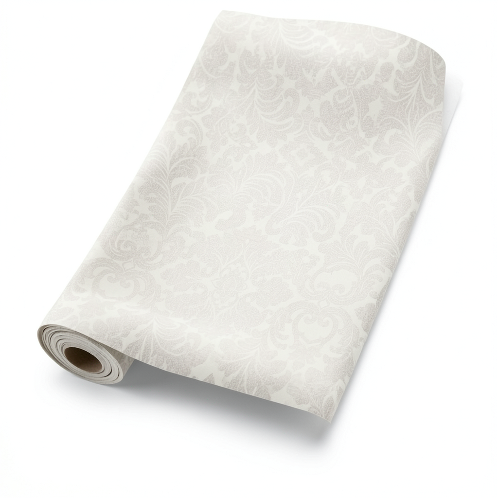 Italian Wallpaper Pale Beige Color Classic Design, Size 10m x 0.70m
