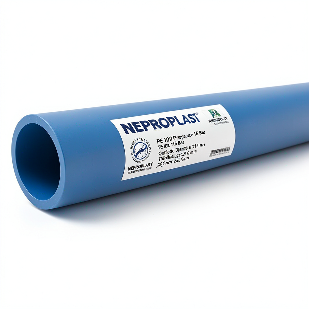 مواسير HDPE PE 100 ضغط 16 بار قطر خارجي 315 مم سمك 28.6 مم لون أزرق | نيبروبلاست