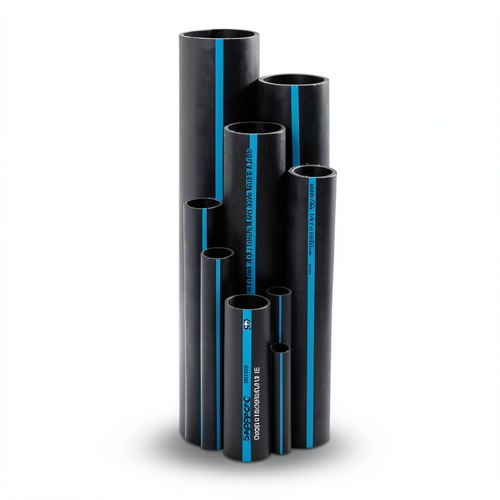 Sappco HDPE Pipe PE 100 Size (OD) 200 mm Thickness 7.7 mm Black | SAPPCO