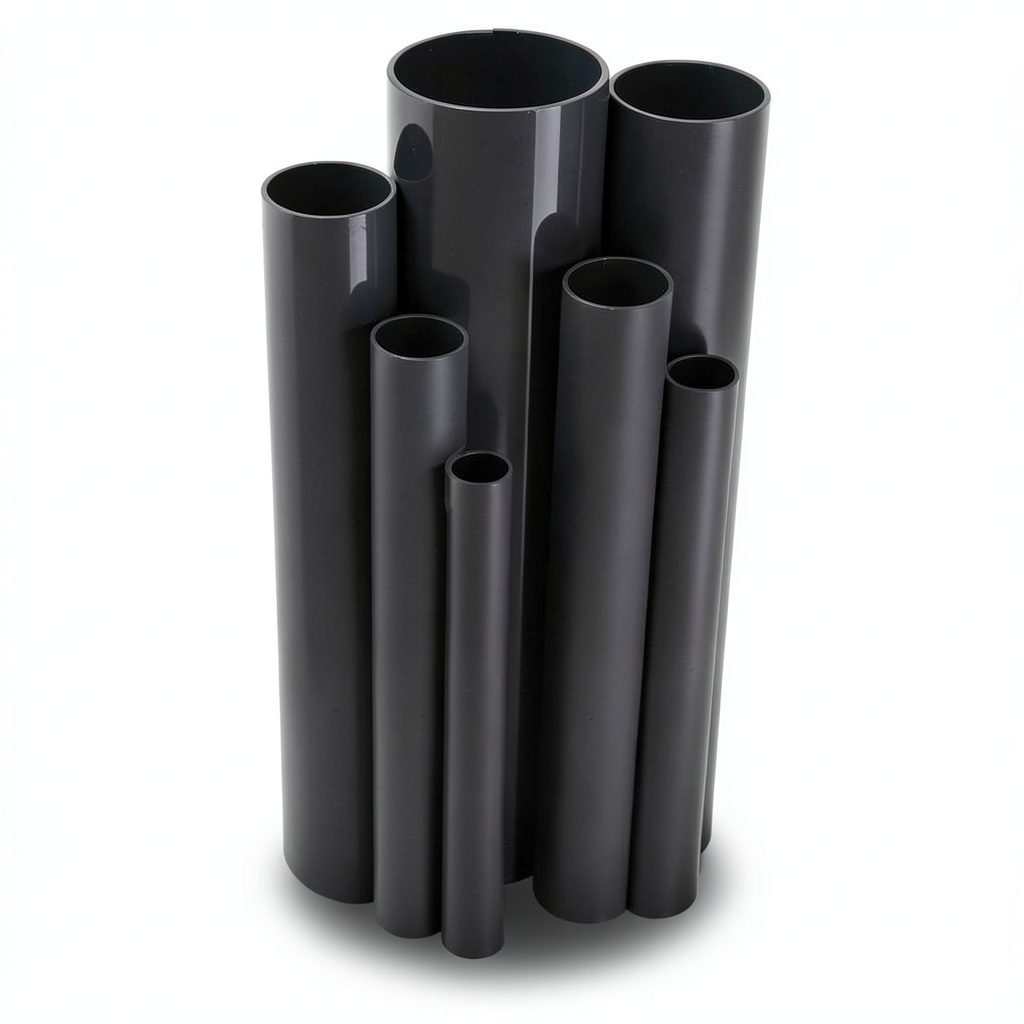 مواسير UPVC مقاس 4 إنش سمك 5.44 مم ضغط 13.8 بار لون اسود