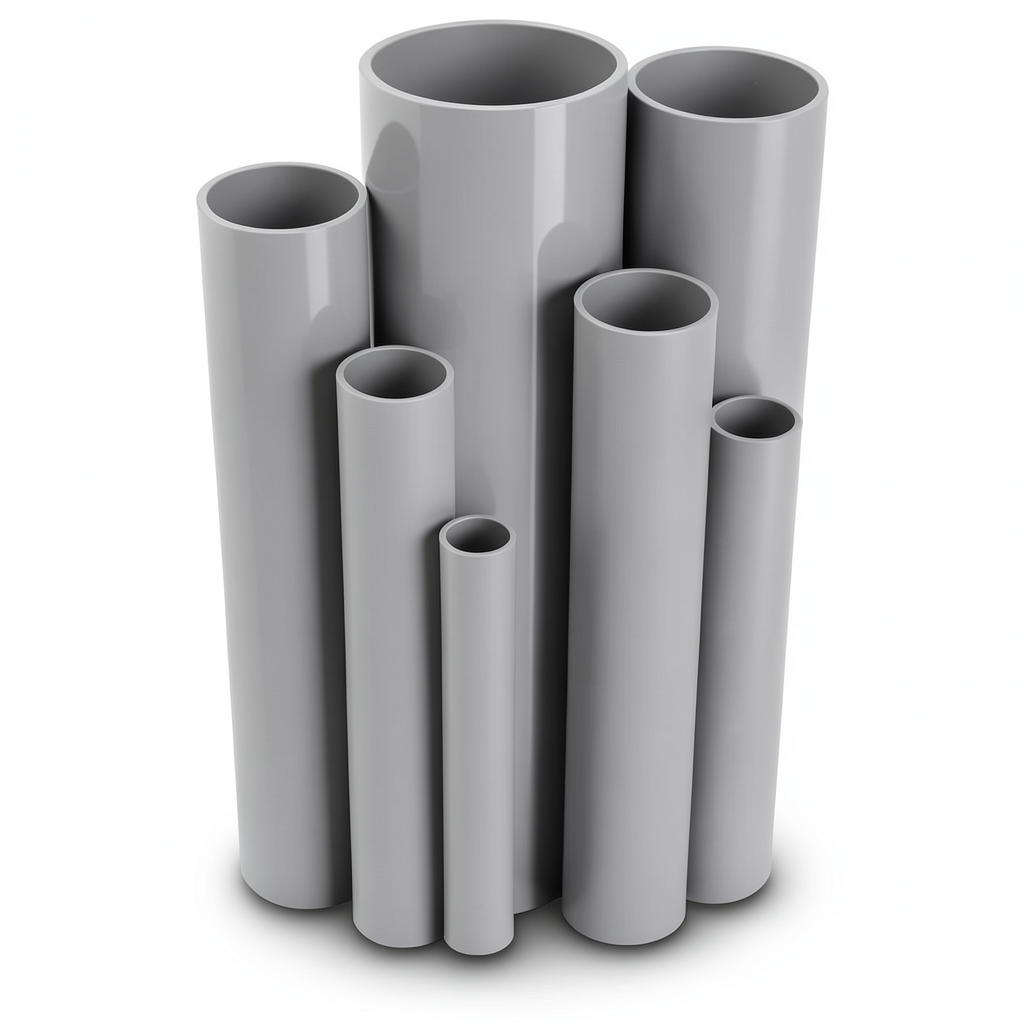 مواسير UPVC مقاس 4 إنش سمك 6.73 مم ضغط 17.2 بار لون رمادي