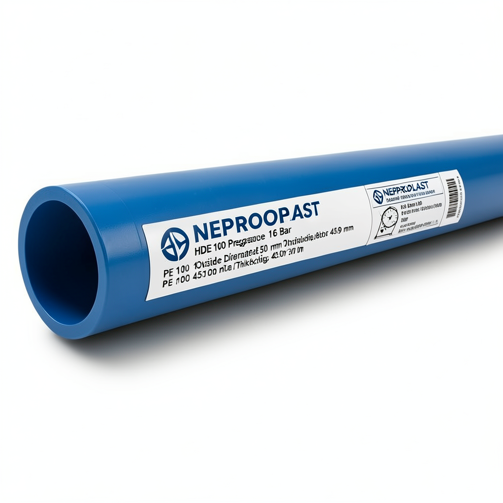 مواسير HDPE PE 100 ضغط 16 بار قطر خارجي 450 مم سمك 40.9 مم لون أزرق | نيبروبلاست