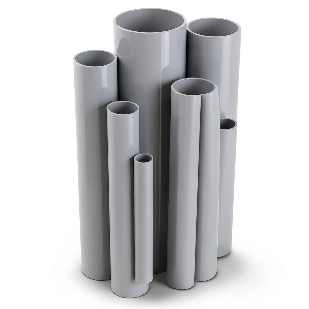 مواسير UPVC مقاس 6 إنش ضغط 6.9 بار سمك 4.11 مم لون رمادي