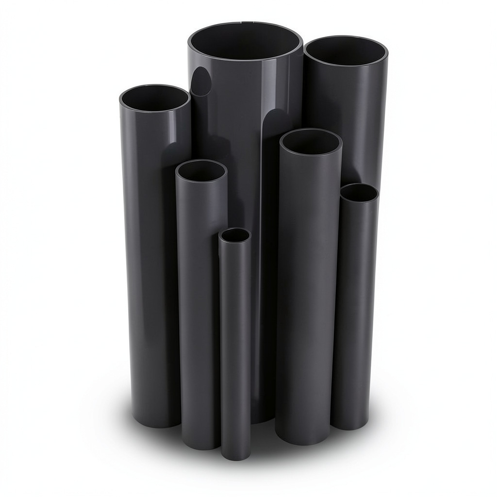 مواسير UPVC مقاس 6 إنش ضغط 21.7 بار سمك 12.47 مم لون اسود