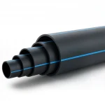 HDPE Plastic Pipe  Working Pressure  4 Bar [PE 100] Outer Diameter 450 mm  SDR 41  Color Black with Blue Stripes | Almona Factory