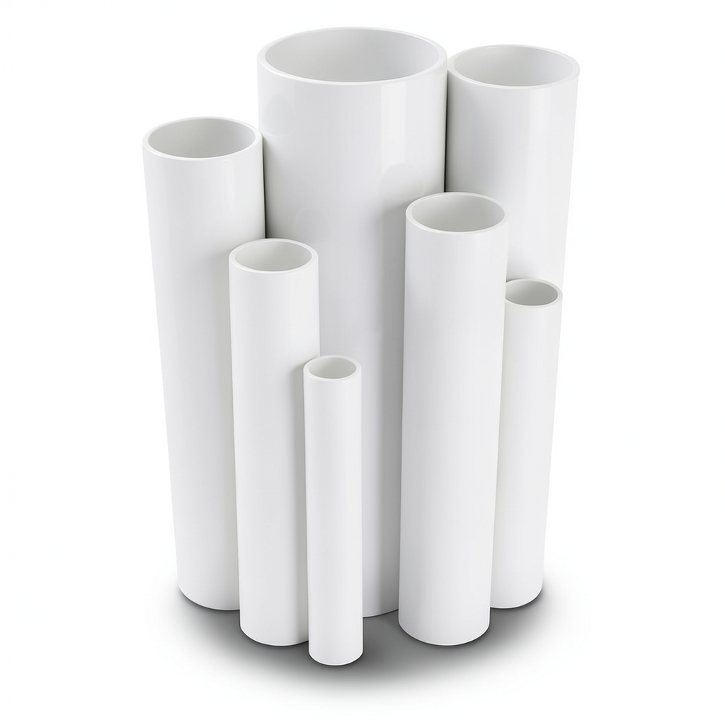 مواسير UPVC ضغط اسمي 21.7 بار مقاس 4 إنش سمك 8.46 مم لون أبيض