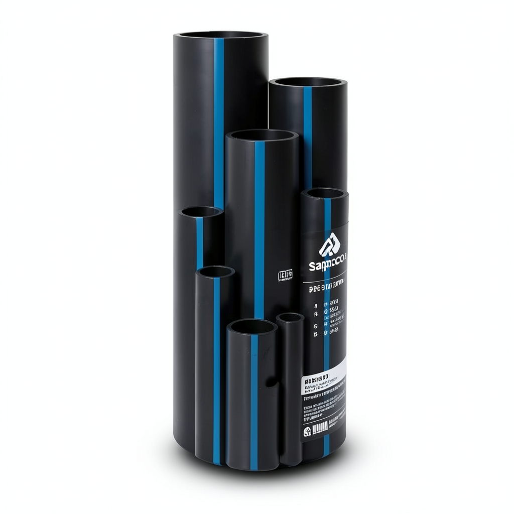 Sappco HDPE Pipe PE 100 Size (OD) 200 mm Thickness 9.6 mm Black | SAPPCO