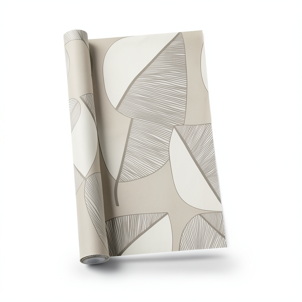 Leaf-patterned Wall Covering 10m x 0.53m Beige
