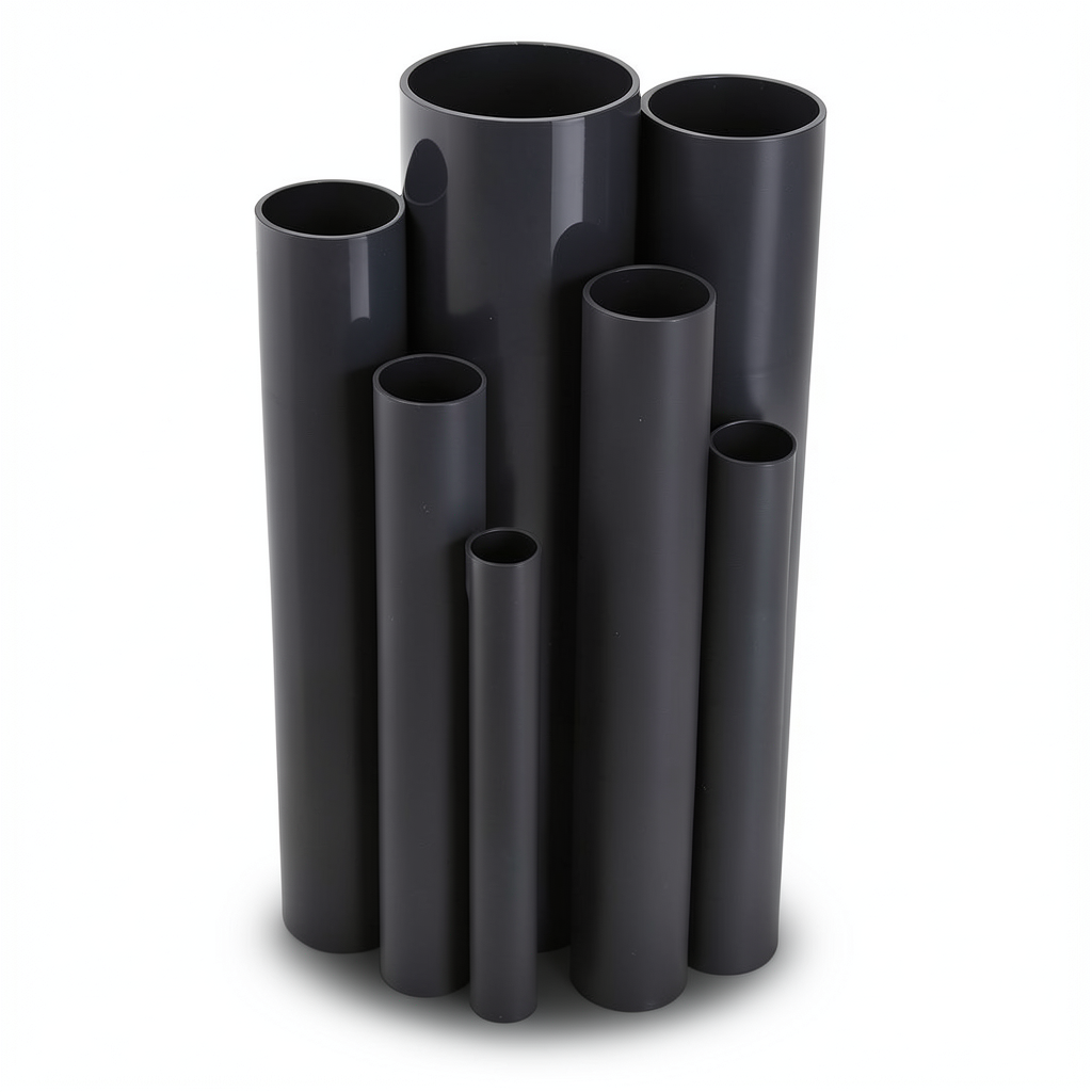 مواسير UPVC مقاس 4 إنش سمك 8.46 مم ضغط 21.7 بار لون اسود