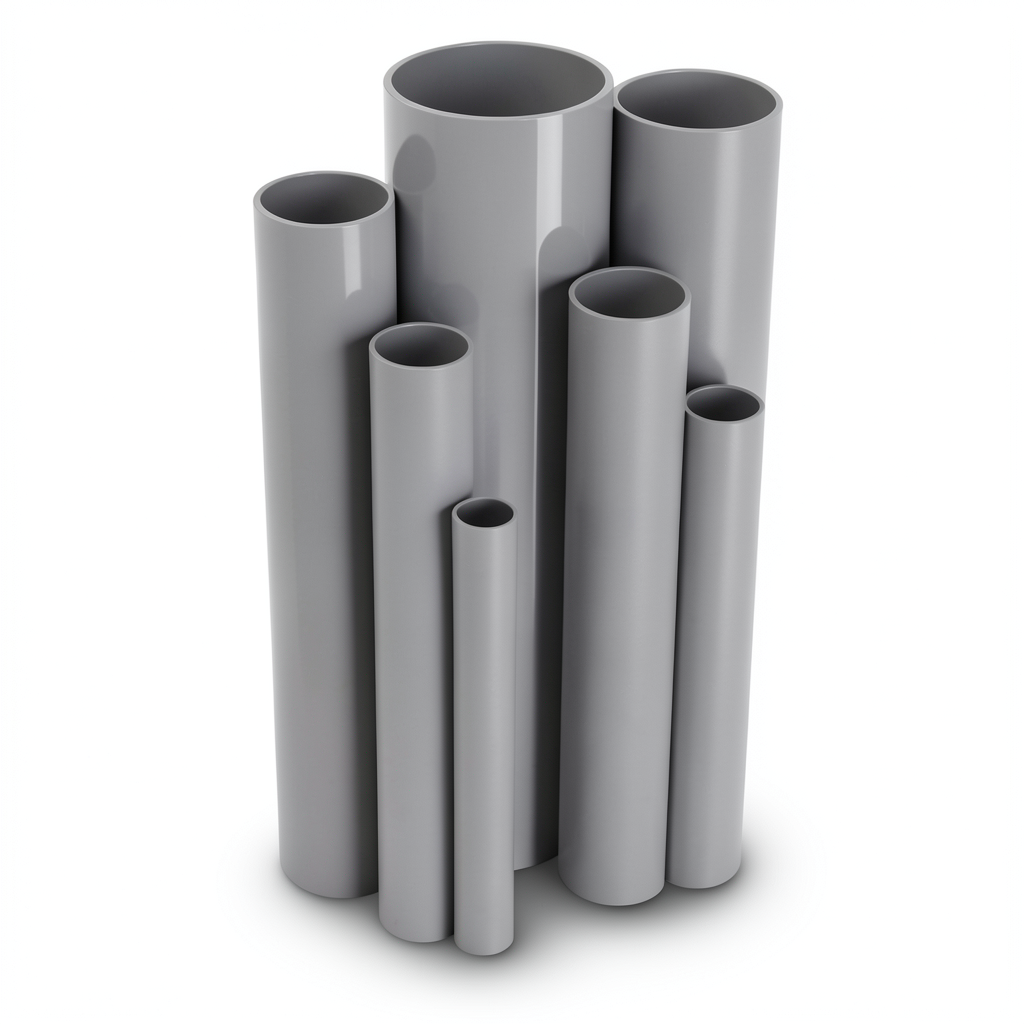 مواسير UPVC مقاس 4 إنش سمك 6.73 مم ضغط 17.2 بار لون رمادي